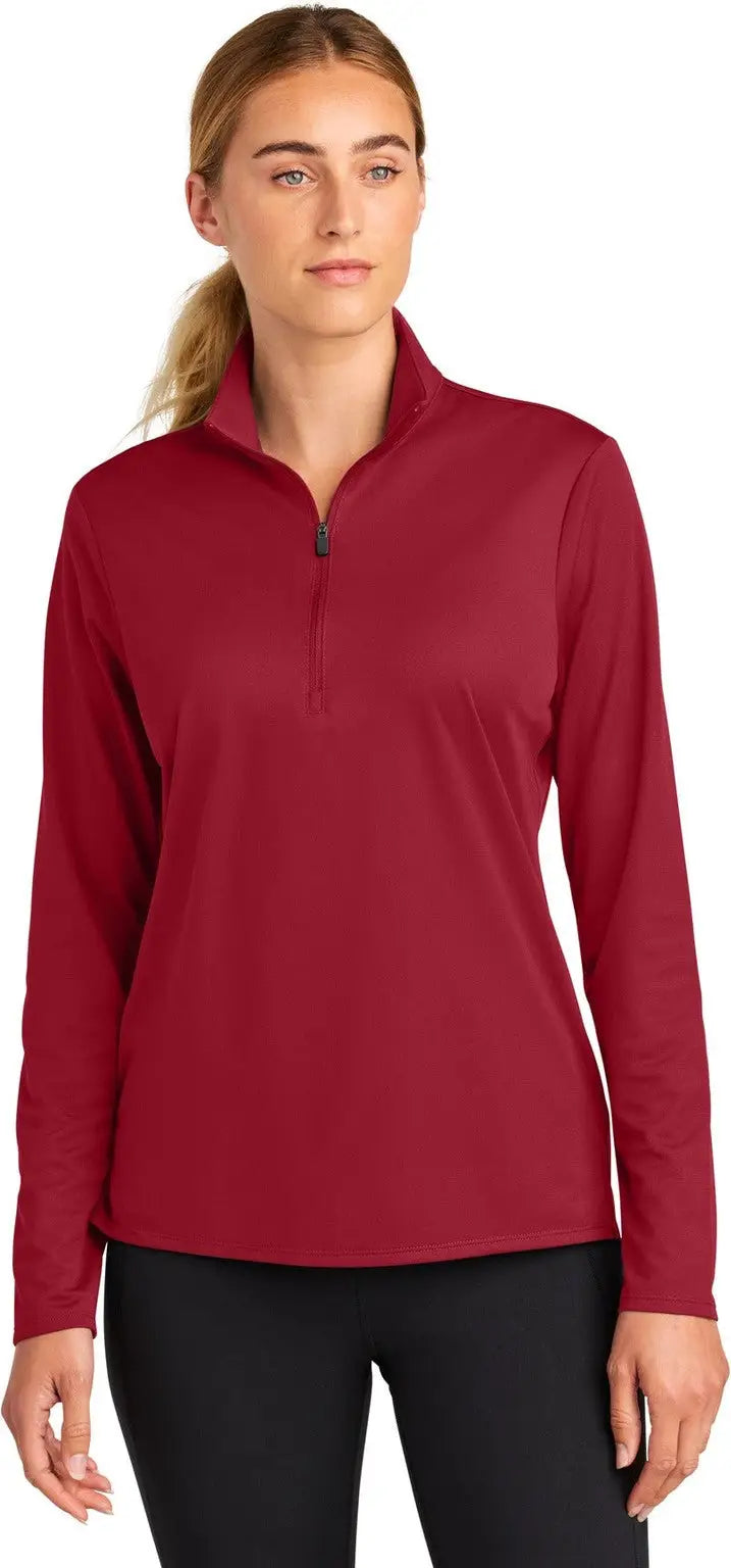 Sport-tek Lst672 Women’s Micropique Sport-wick 1/4-zip - Deep Red - Ladies Xs