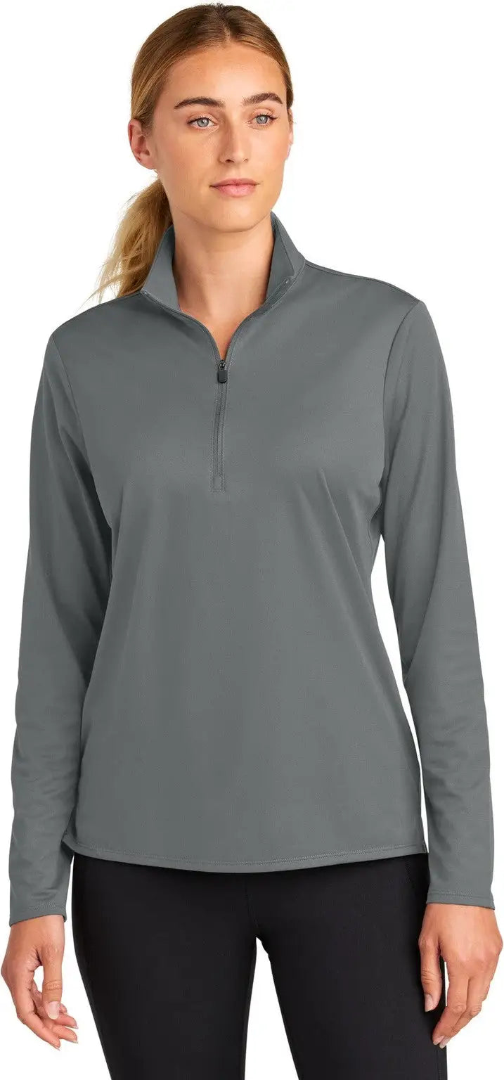 Sport-tek Lst672 Women’s Micropique Sport-wick 1/4-zip - Gray Concrete - Ladies Xs