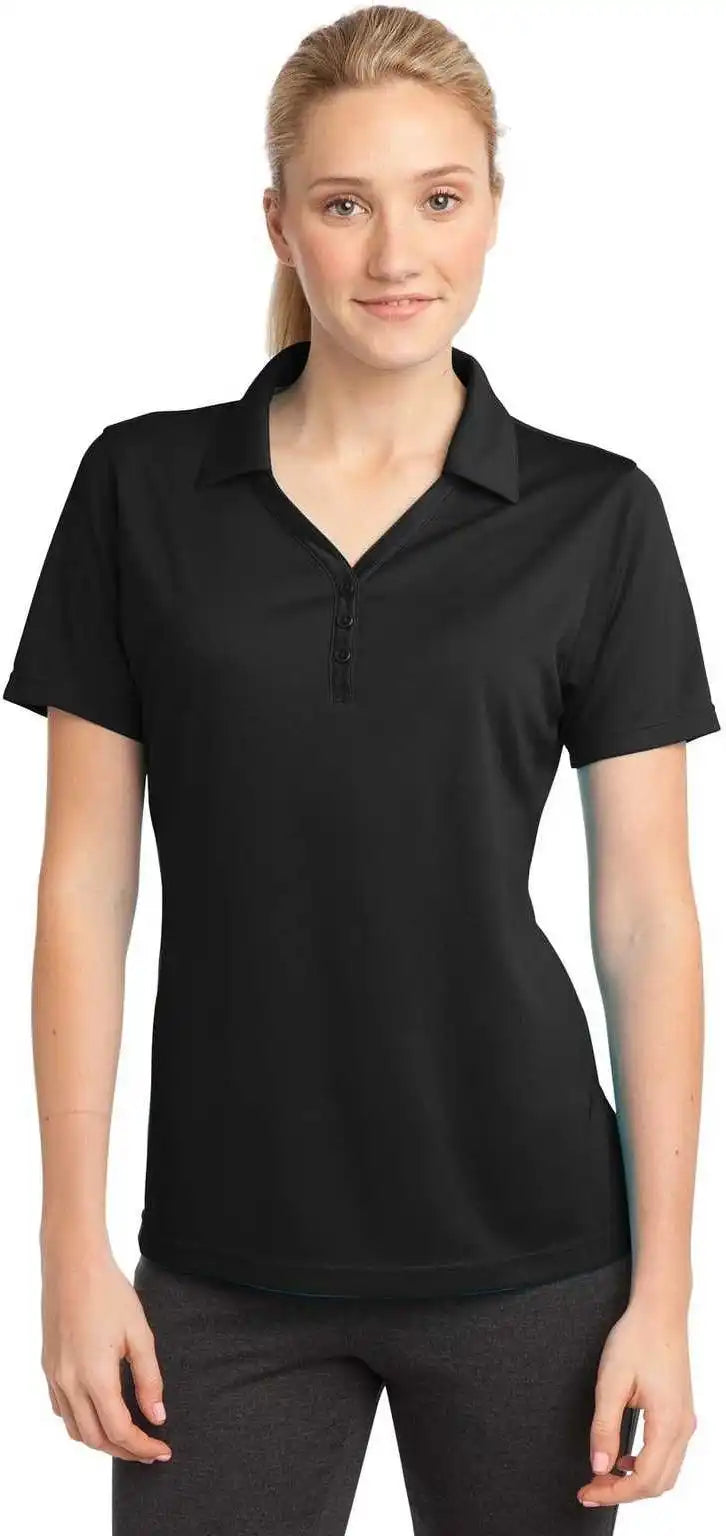 Sport Tek Lst680 Ladies Posicharge Micro Mesh Polo Black
