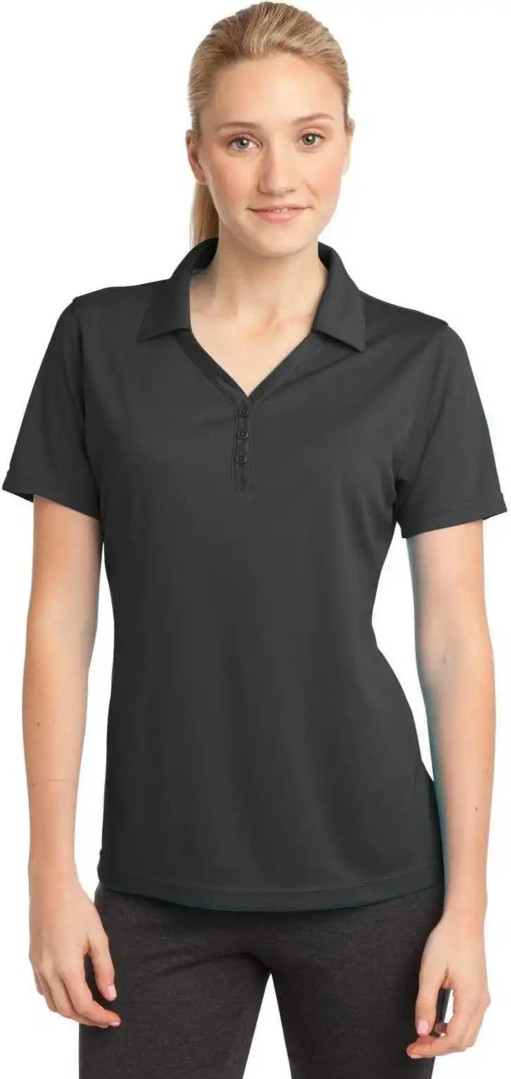 Sport Tek Lst680 Ladies Posicharge Micro Mesh Polo Iron Gray