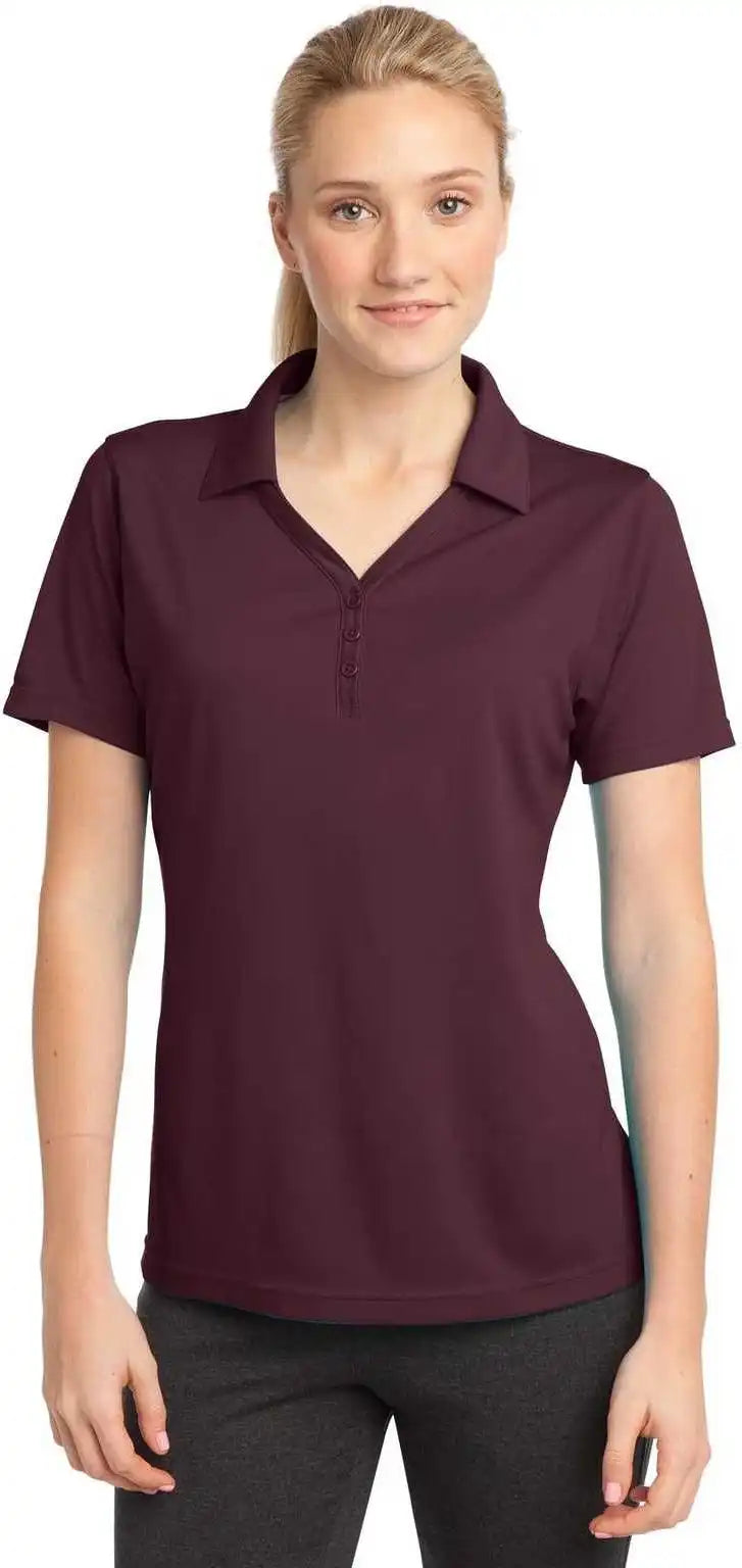 Sport Tek Lst680 Ladies Posicharge Micro Mesh Polo Maroon