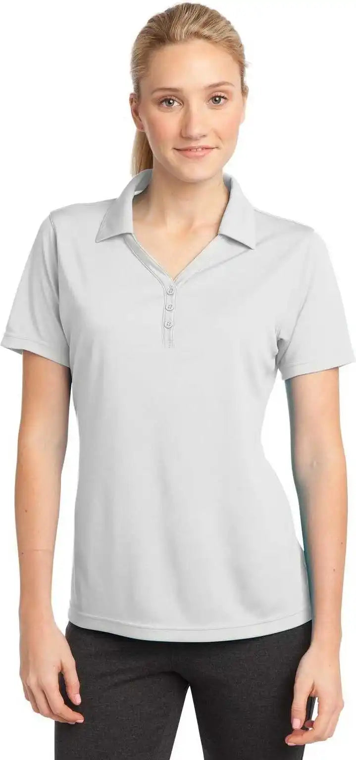 Sport Tek Lst680 Ladies Posicharge Micro Mesh Polo White