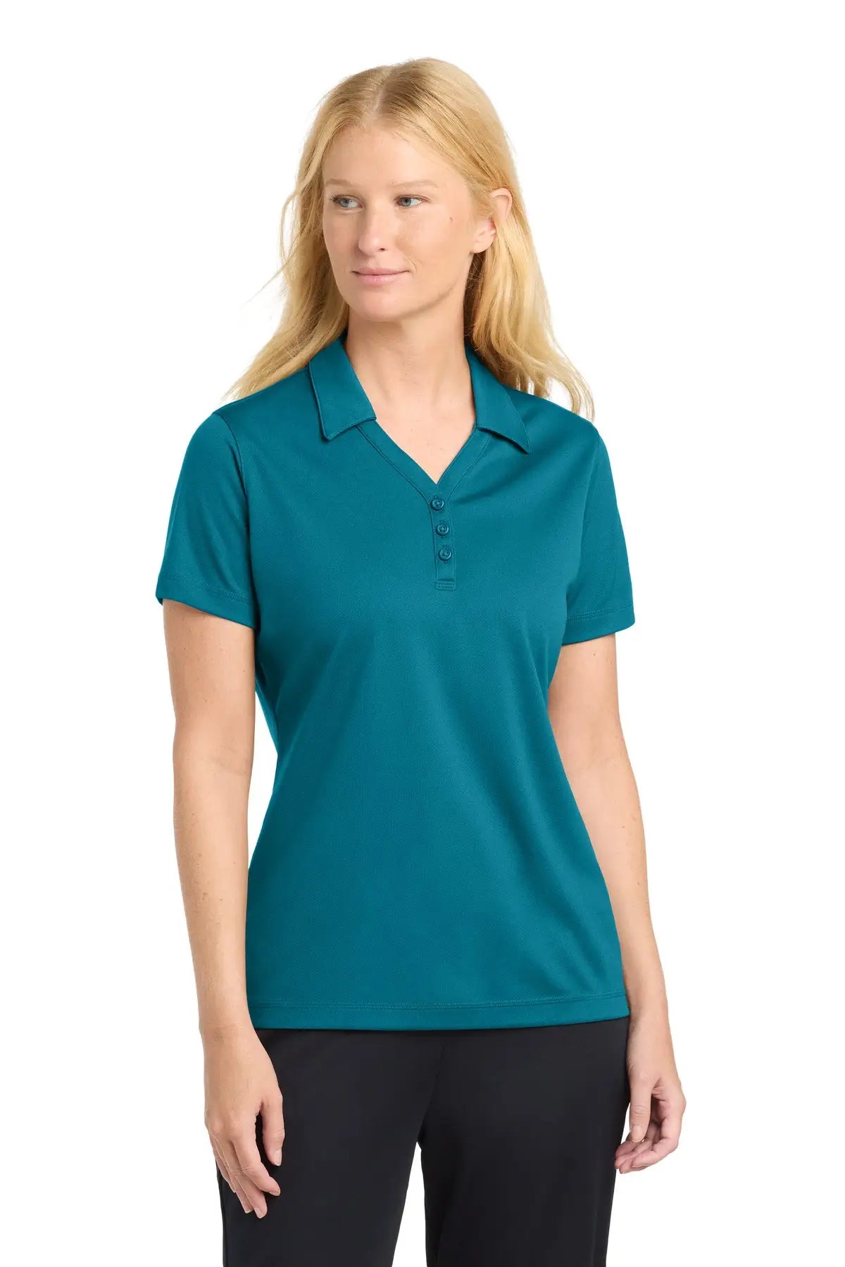 Sport-tek Lst680 Women’s Posicharge Micro-mesh Polo - Blue Wake