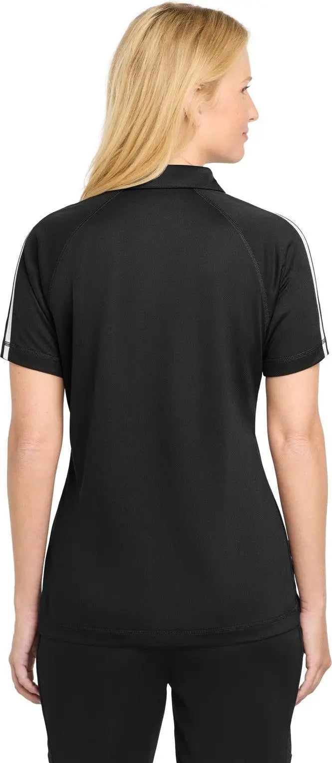 Sport-tek Lst685 Women’s Posicharge Micro-mesh Colorblock Polo - Black White