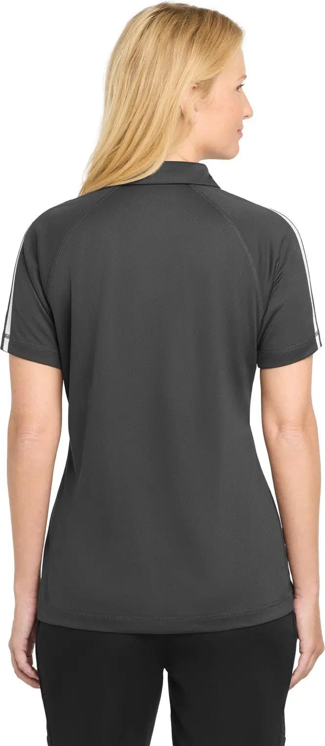 Sport-tek Lst685 Women’s Posicharge Micro-mesh Colorblock Polo - Iron Gray White