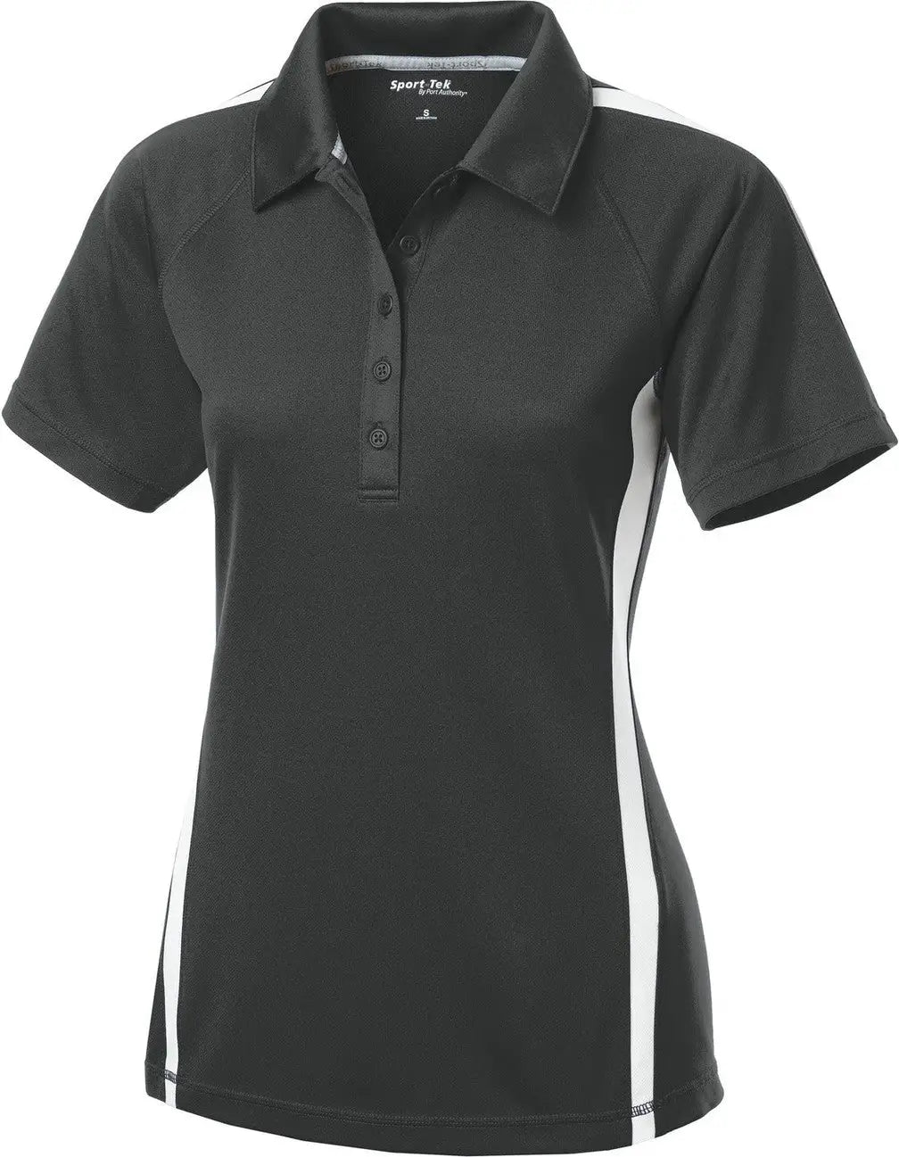 Sport-tek Lst685 Women’s Posicharge Micro-mesh Colorblock Polo - Iron Gray White
