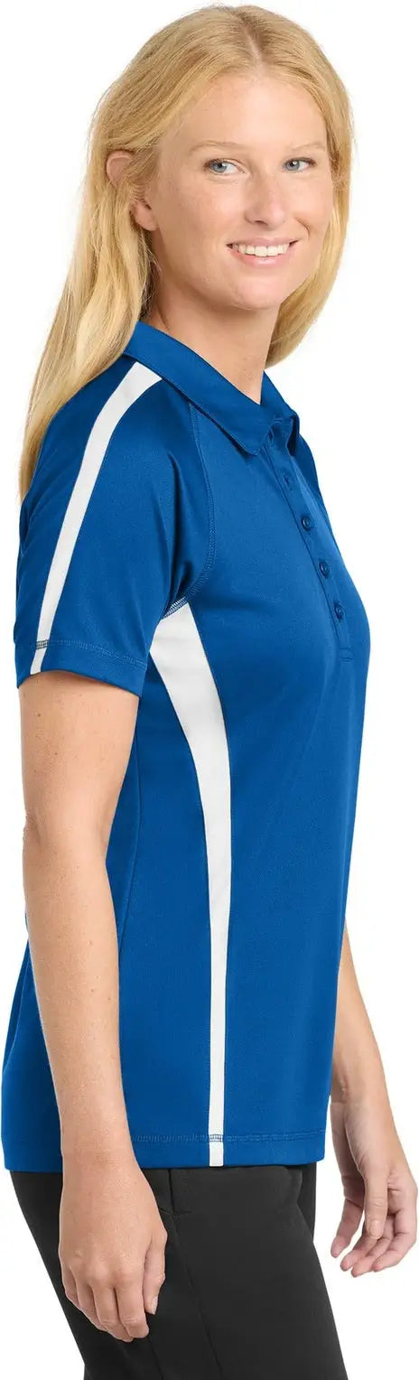 Sport-tek Lst685 Women’s Posicharge Micro-mesh Colorblock Polo - True Royal White