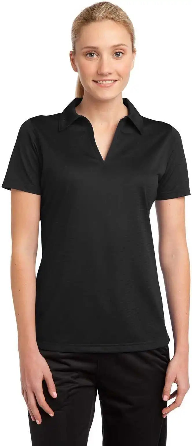 Sport Tek Lst690 Ladies Posicharge Active Textured Polo Black