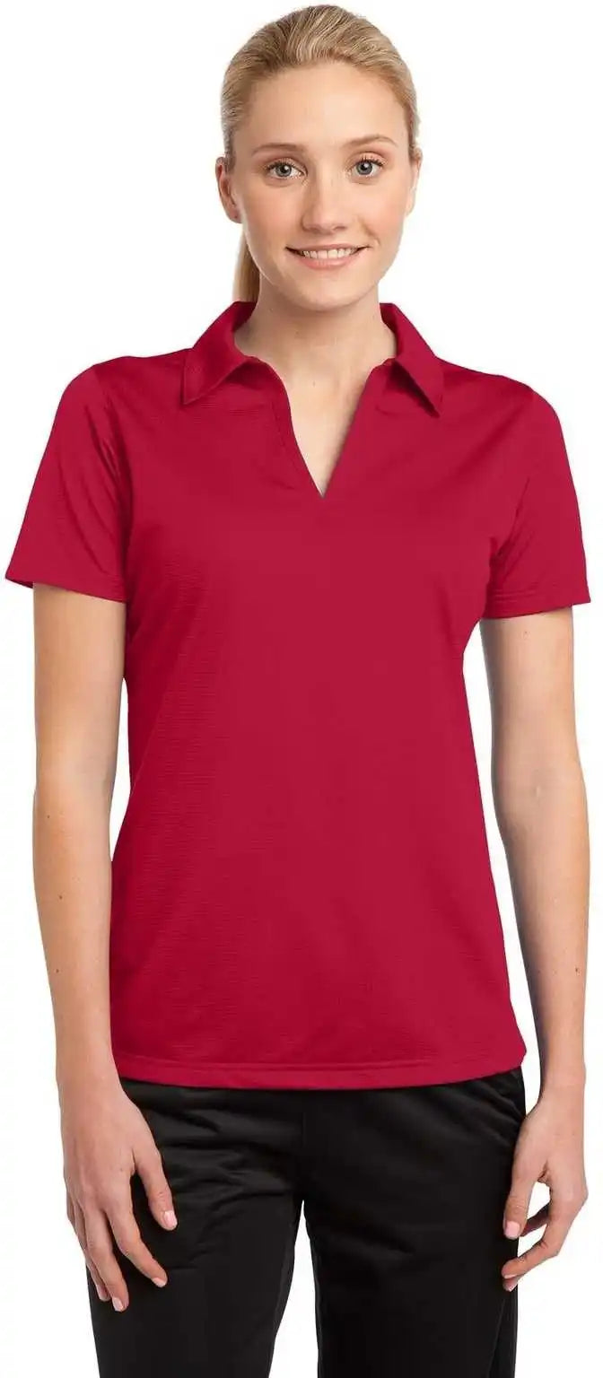 Sport-tek Lst690 Ladies Posicharge Active Textured Polo - True Red