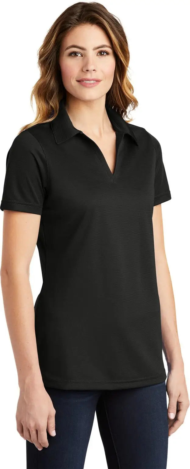 Sport-tek Lst690 Women’s Posicharge Active Textured Polo - Black