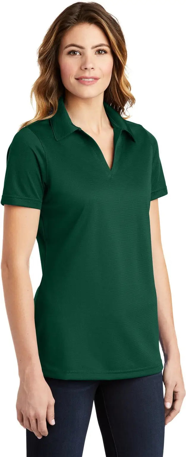 Sport-tek Lst690 Women’s Posicharge Active Textured Polo - Forest Green