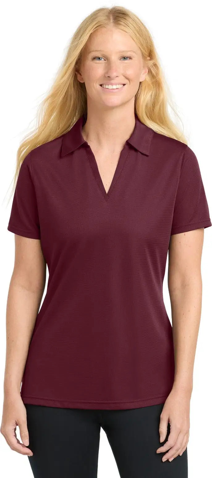 Sport-tek Lst690 Women’s Posicharge Active Textured Polo - Maroon - Ladies Xs