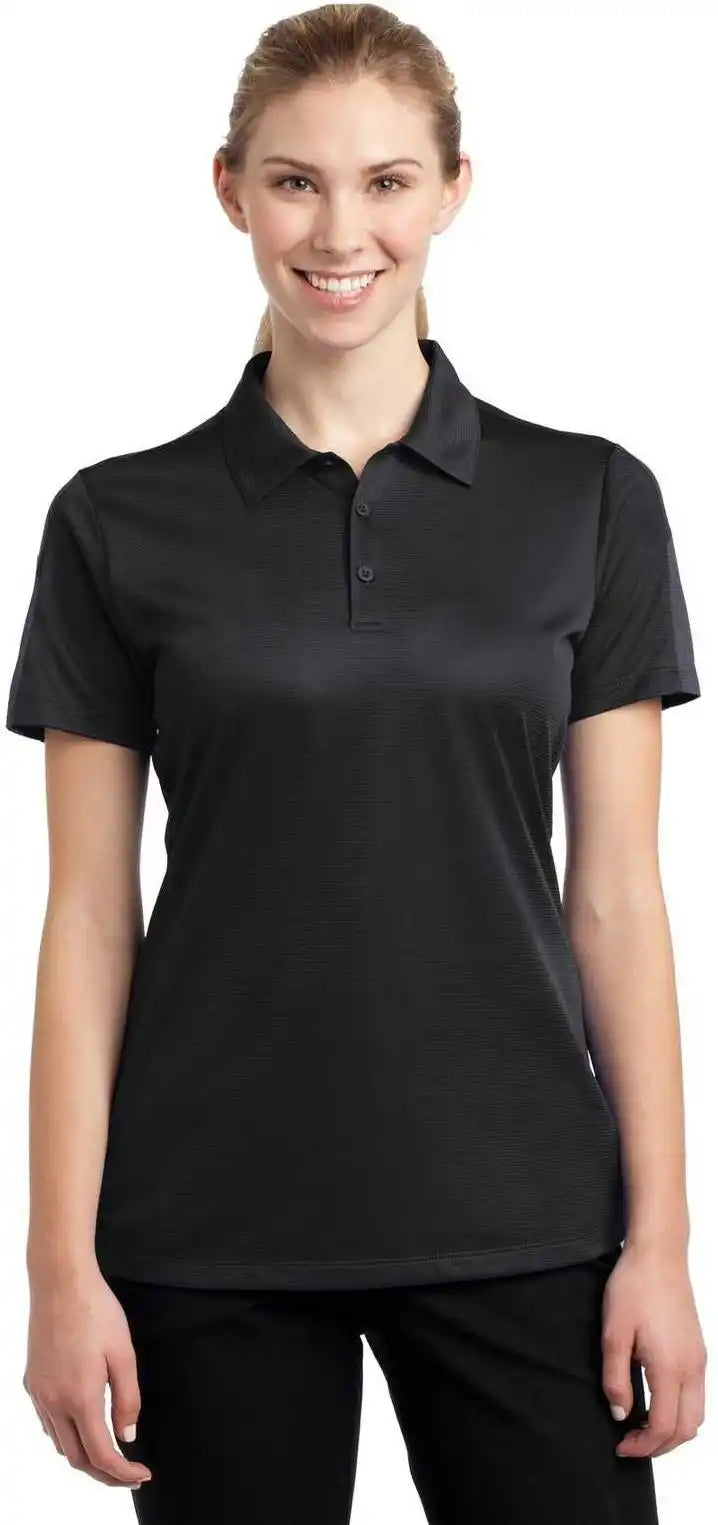 Sport-tek Lst695 Ladies Posicharge Active Textured Colorblock Polo - Black/ Gray