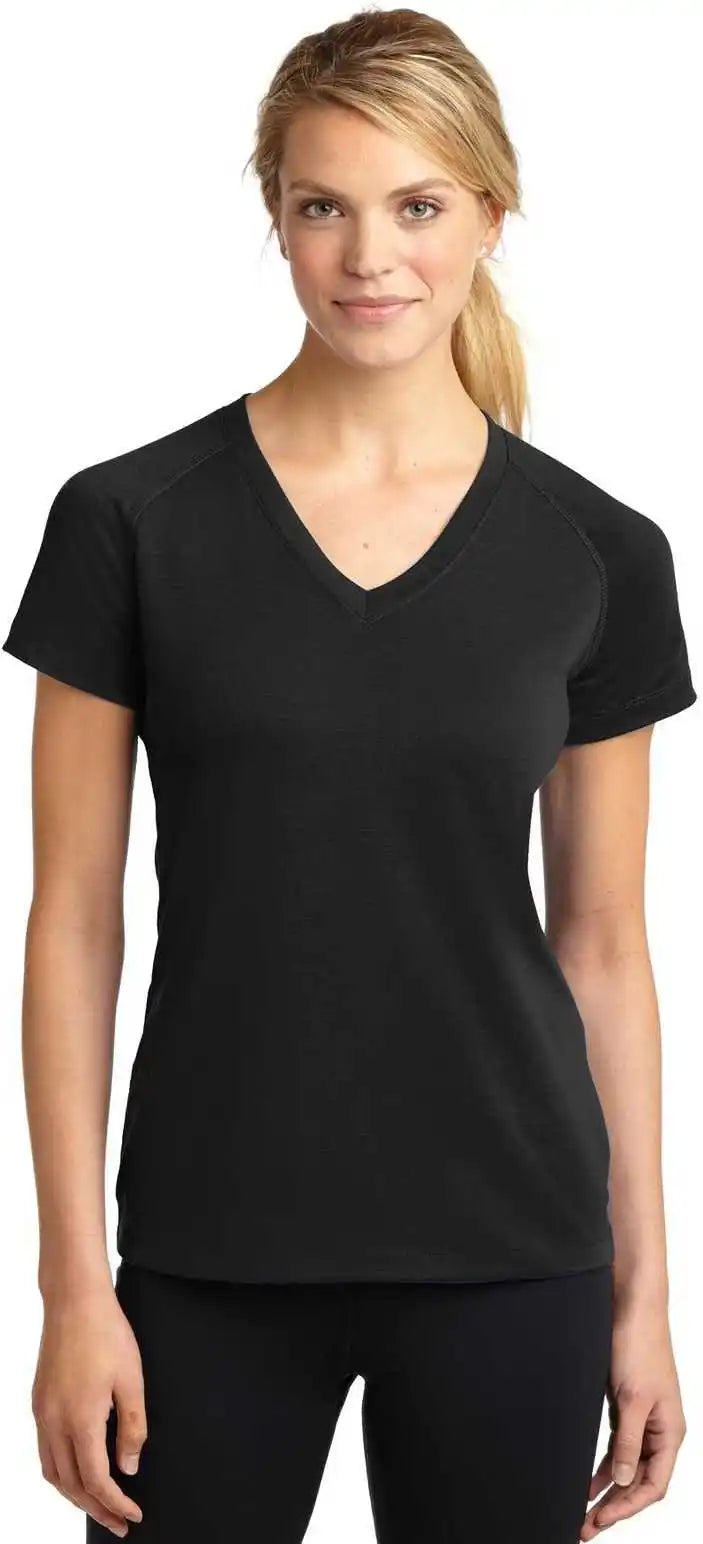 Sport Tek Lst700 Ladies Ultimate Performance v Neck Black