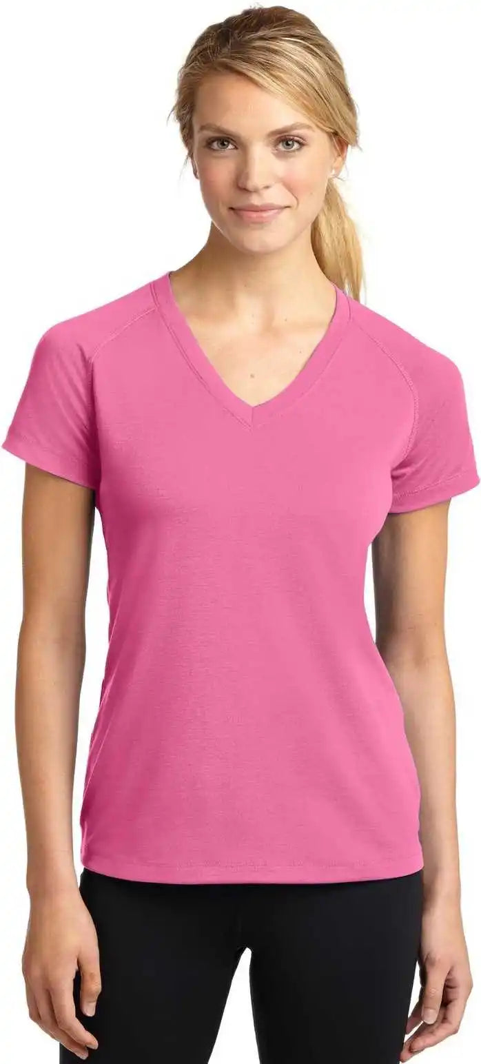 Sport-tek Lst700 Ladies Ultimate Performance V-neck - Bright Pink