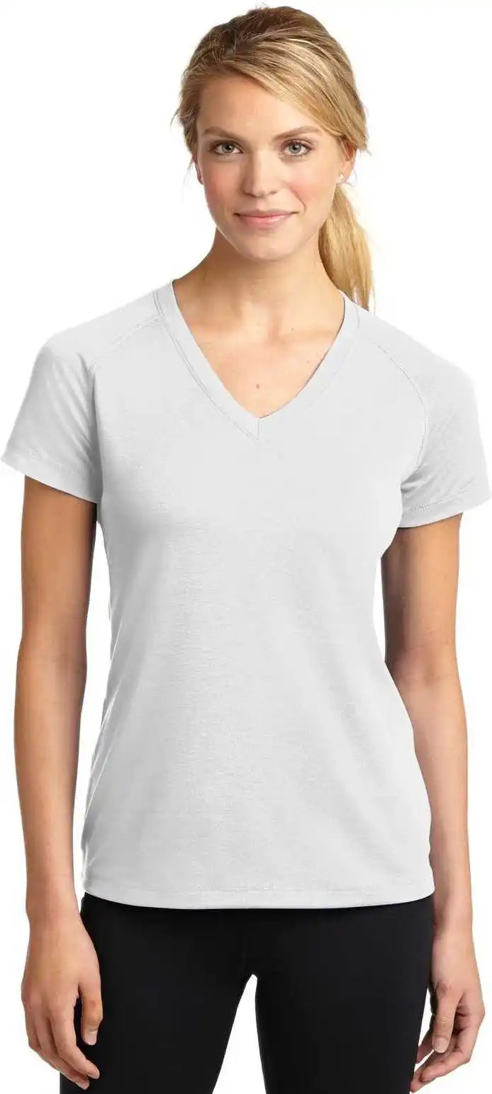 Sport Tek Lst700 Ladies Ultimate Performance v Neck White