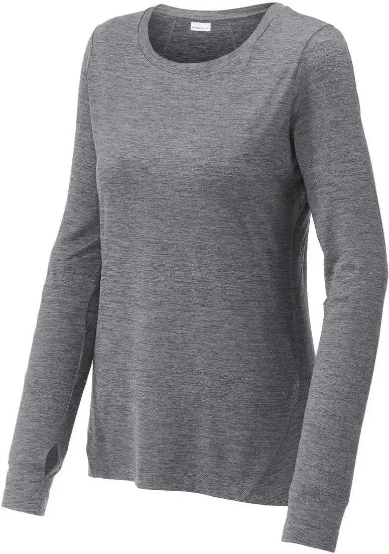 Sport Tek Lst710 Ladies Exchange 1.5 Long Sleeve Crew Gray Heather