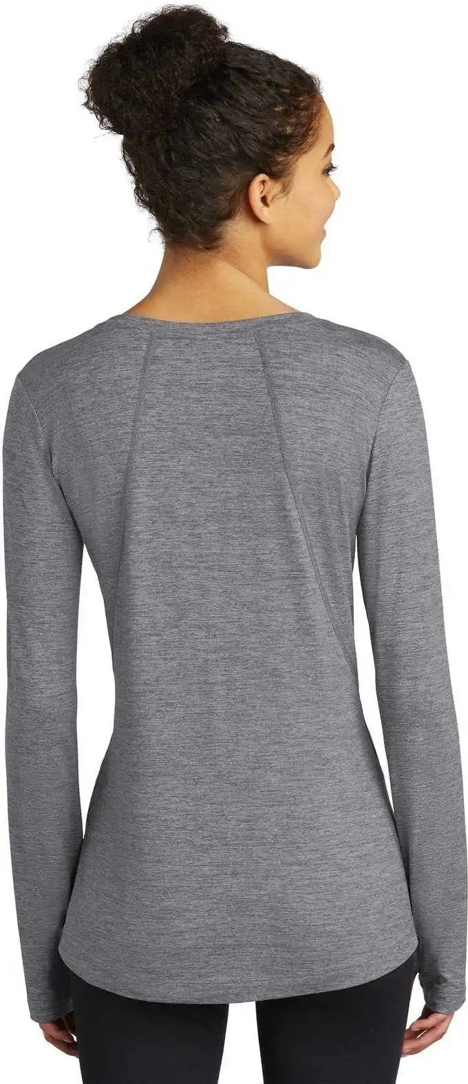 Sport Tek Lst710 Ladies Exchange 1.5 Long Sleeve Crew Gray Heather