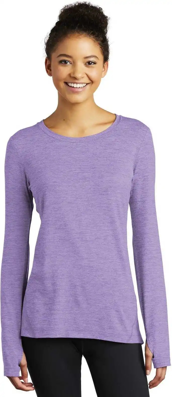 Sport Tek Lst710 Ladies Exchange 1.5 Long Sleeve Crew Hyacinth Heather