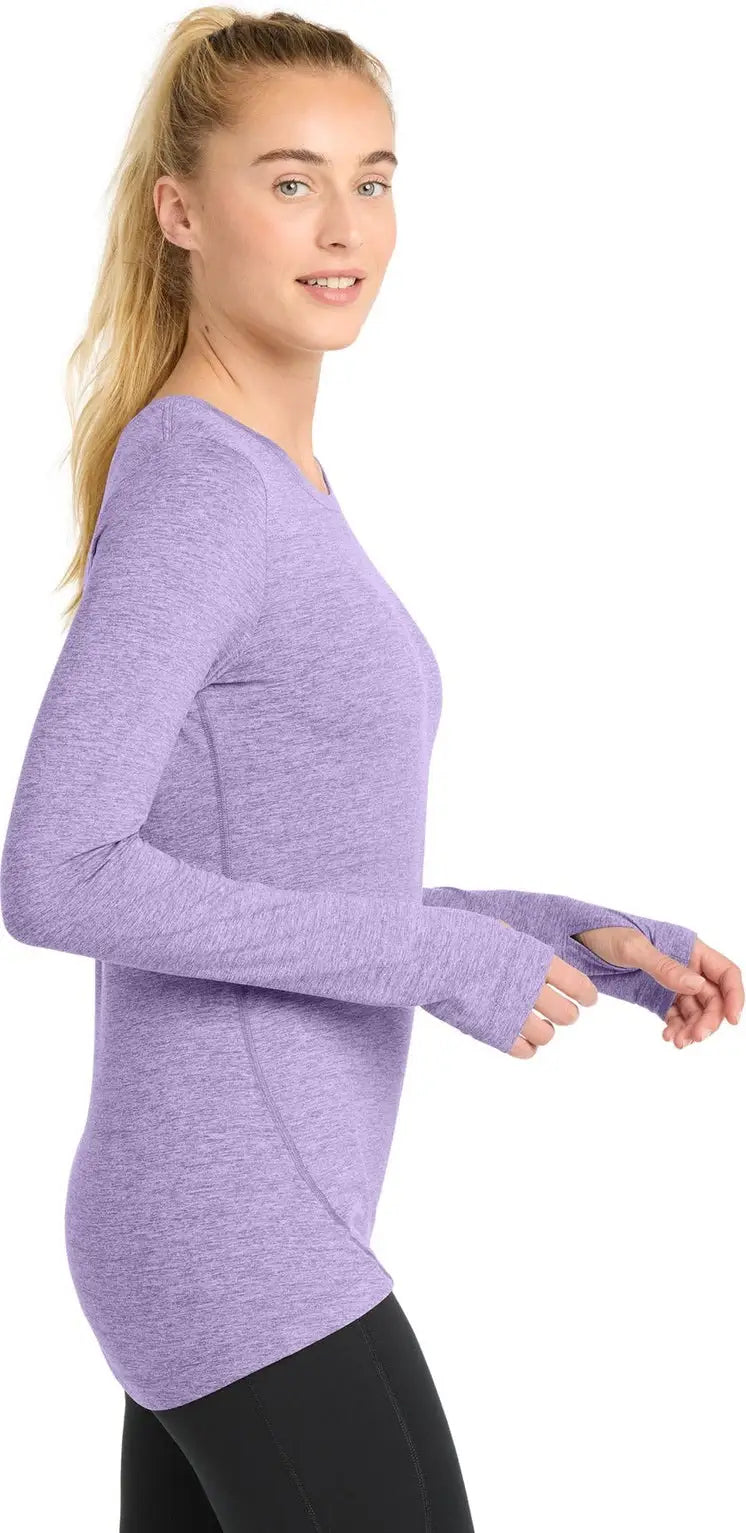 Sport-tek Lst710 Women’s Exchange 1.5 Long Sleeve Crew - Hyacinth Heather