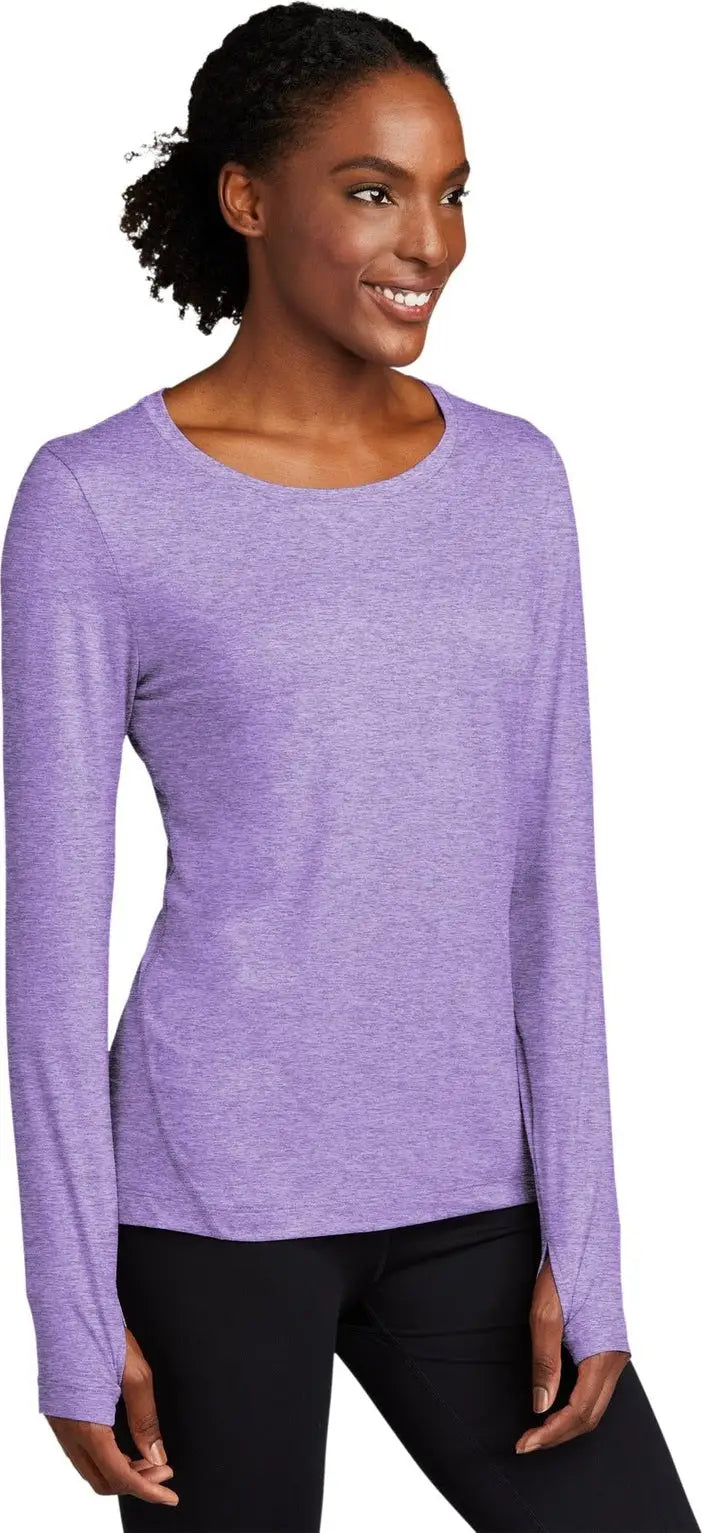 Sport-tek Lst710 Women’s Exchange 1.5 Long Sleeve Crew - Hyacinth Heather