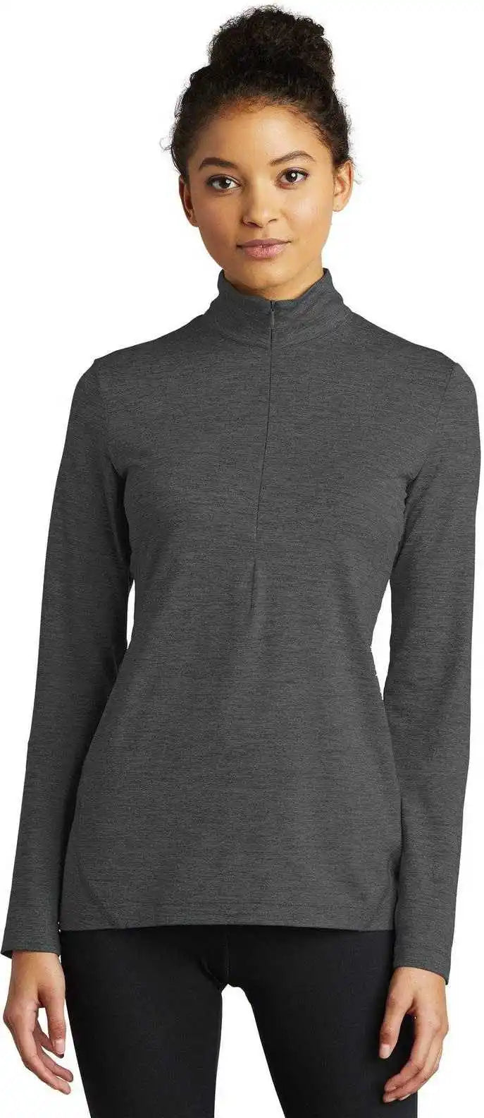 Sport-tek Lst711 Ladies Exchange 1.5 Long Sleeve 1/2 Zip - Graphite Heather