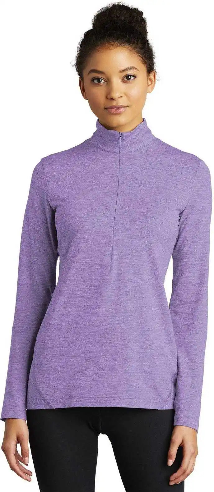 Sport-tek Lst711 Ladies Exchange 1.5 Long Sleeve 1/2 Zip - Hyacinth Heather