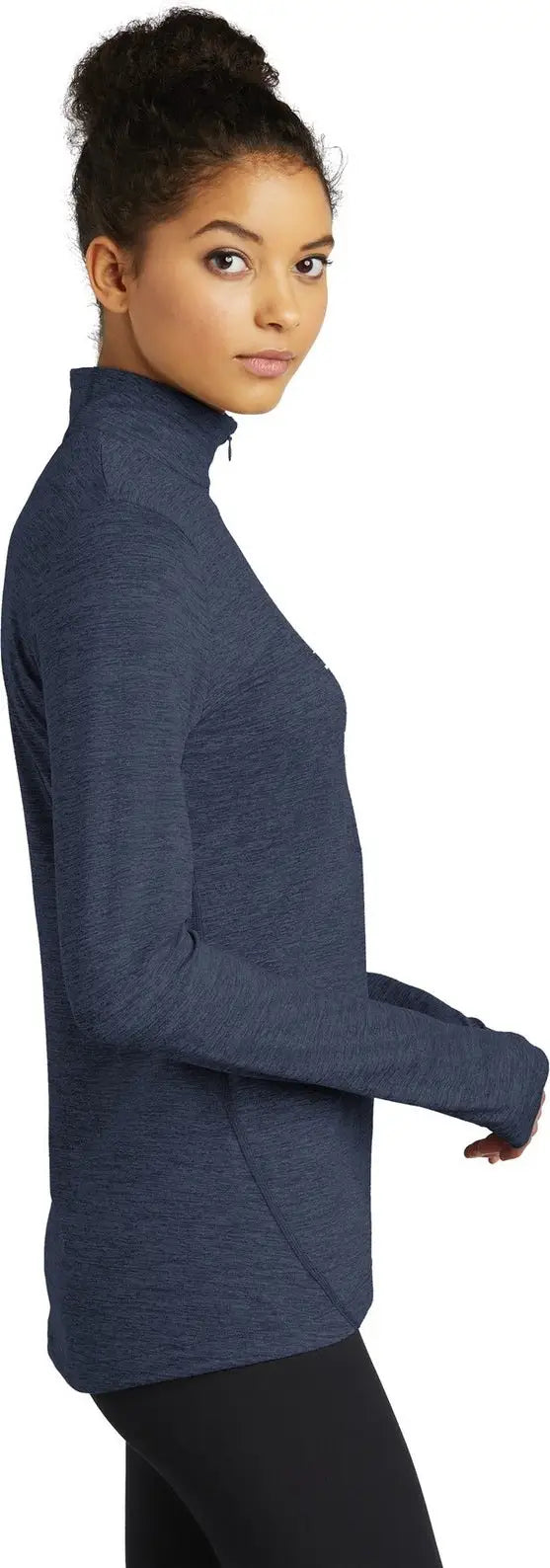 Sport-tek Lst711 Women’s Exchange 1.5 Long Sleeve 1/2-zip - Dark Denim Heather