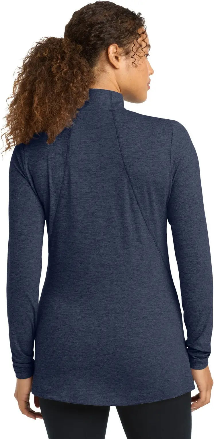 Sport-tek Lst711 Women’s Exchange 1.5 Long Sleeve 1/2-zip - Dark Denim Heather