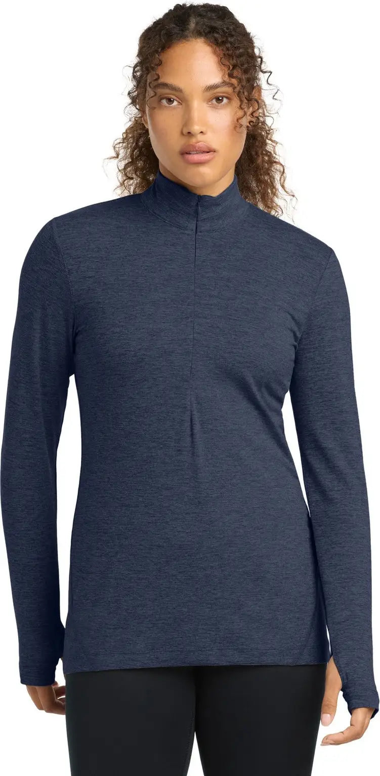 Sport-tek Lst711 Women’s Exchange 1.5 Long Sleeve 1/2-zip - Dark Denim Heather