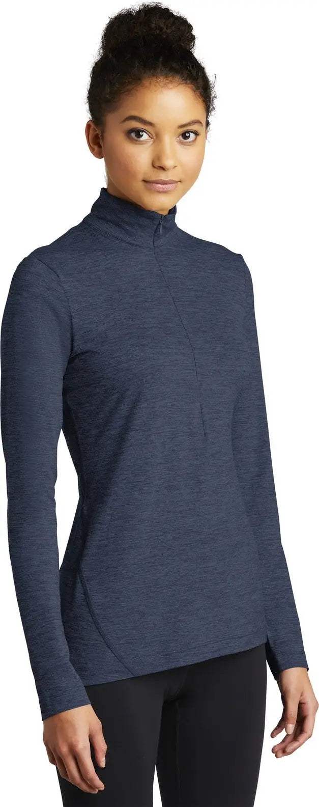 Sport-tek Lst711 Women’s Exchange 1.5 Long Sleeve 1/2-zip - Dark Denim Heather