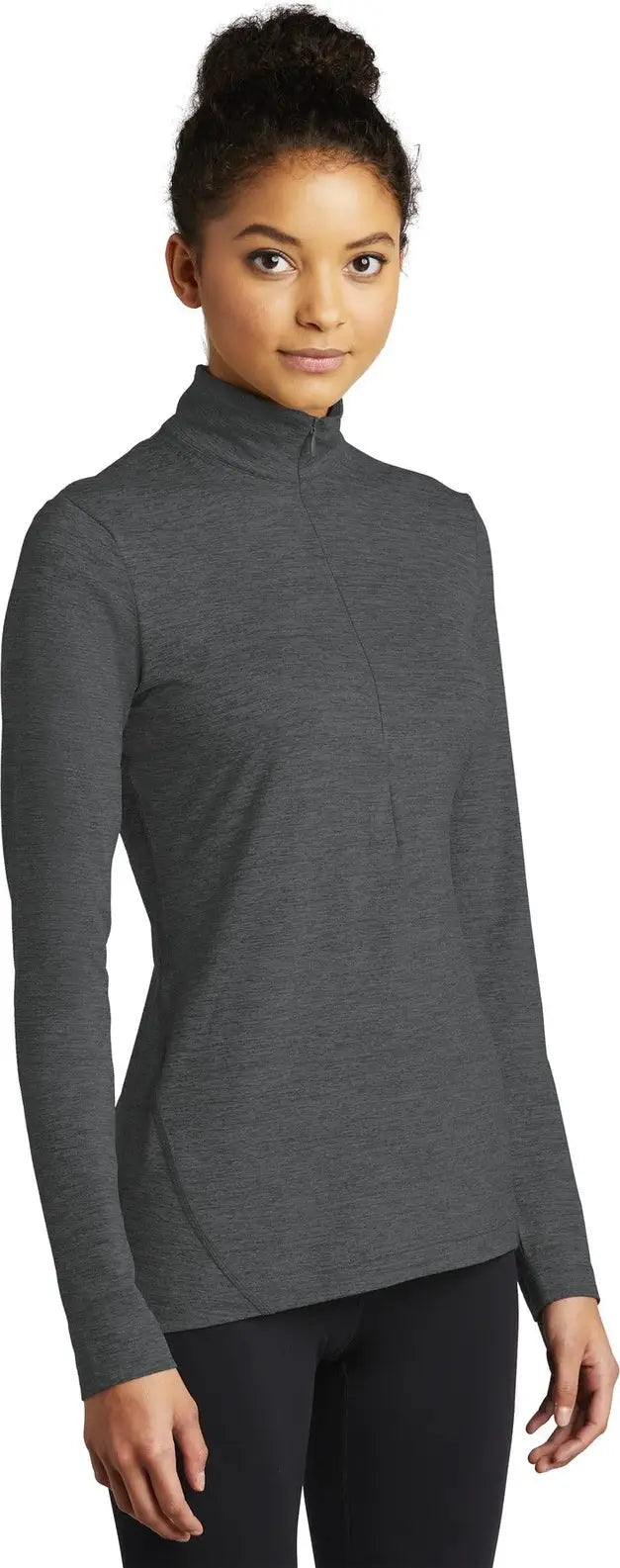Sport-tek Lst711 Women’s Exchange 1.5 Long Sleeve 1/2-zip - Graphite Heather