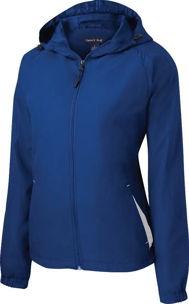 Sport-tek Lst76 Women’s Colorblock Hooded Raglan Jacket - True Royal White