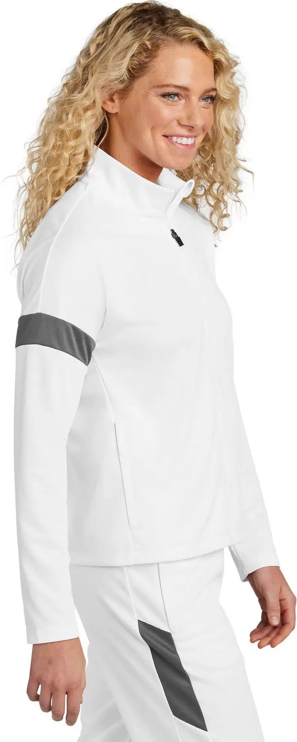 Sport-tek Lst800 Women’s Travel Full-zip Jacket - White Iron Gray