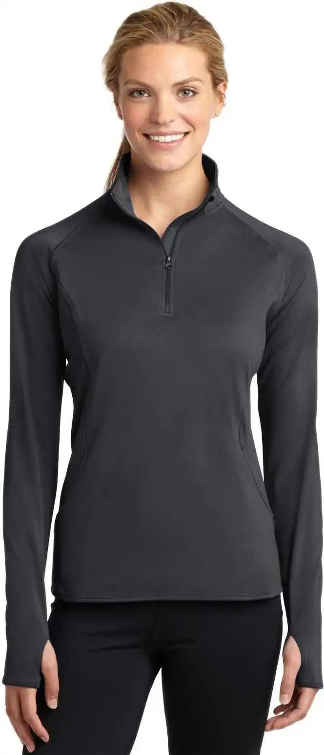 Sport-tek Lst850 Ladies Sport-wick Stretch 1/2-zip Pullover - Charcoal Gray