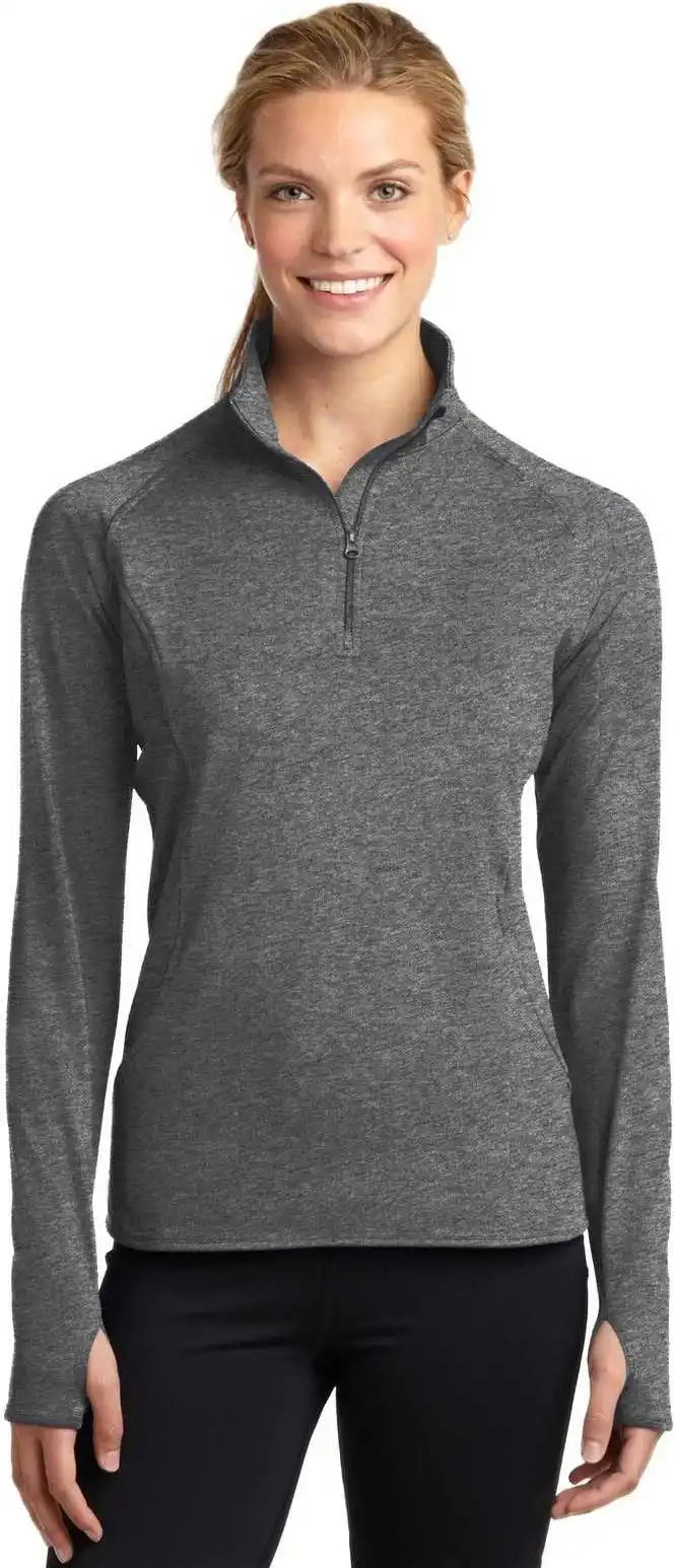 Sport-tek Lst850 Ladies Sport-wick Stretch 1/2-zip Pullover - Charcoal Gray Heather