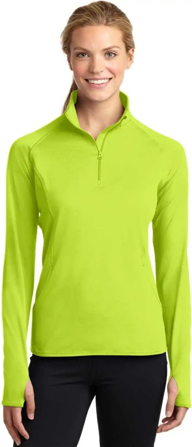 Sport-tek Lst850 Ladies Sport-wick Stretch 1/2-zip Pullover - Charge Green