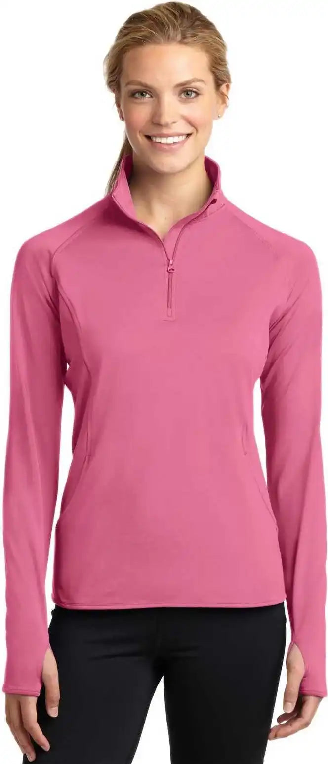 Sport-tek Lst850 Ladies Sport-wick Stretch 1/2-zip Pullover - Dusty Rose
