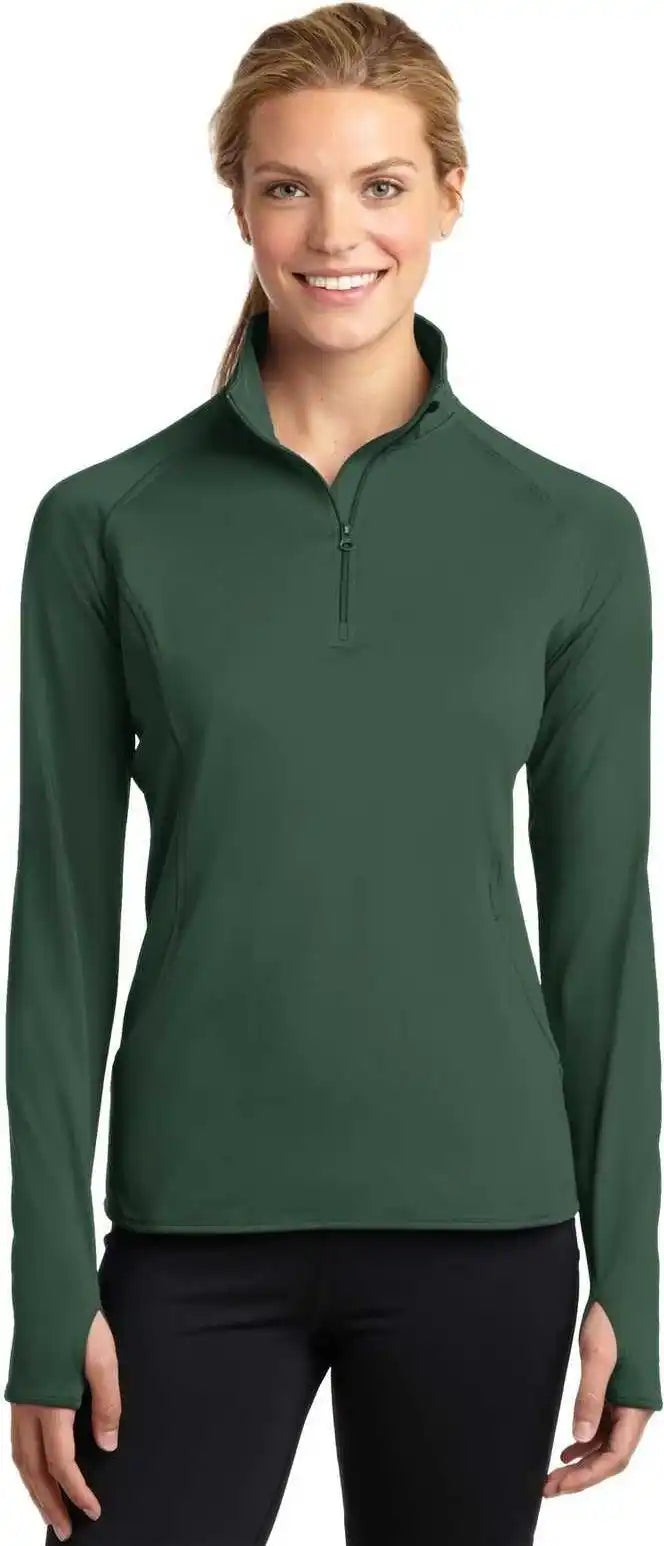 Sport-tek Lst850 Ladies Sport-wick Stretch 1/2-zip Pullover - Forest Green
