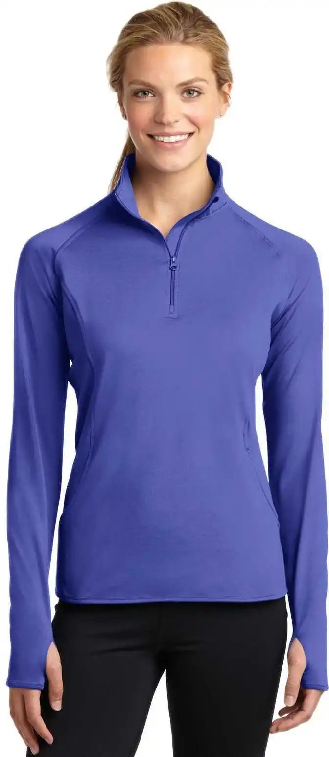 Sport-tek Lst850 Ladies Sport-wick Stretch 1/2-zip Pullover - Iris Purple