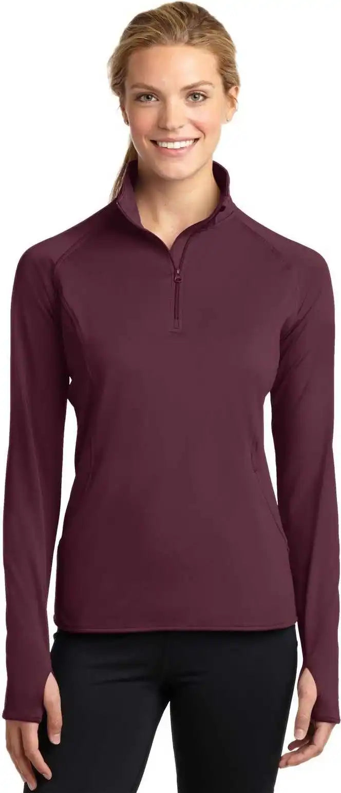 Sport-tek Lst850 Ladies Sport-wick Stretch 1/2-zip Pullover - Maroon