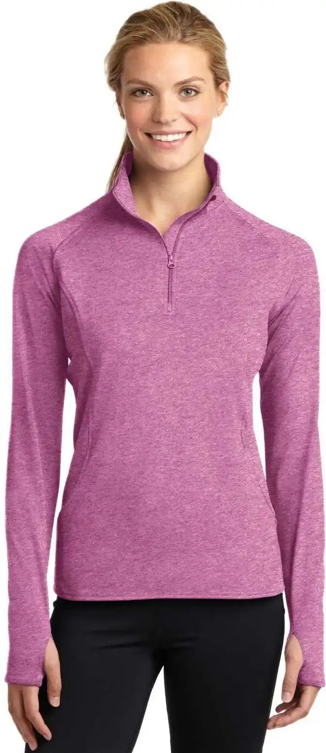 Sport-tek Lst850 Ladies Sport-wick Stretch 1/2-zip Pullover - Pink Rush Heather