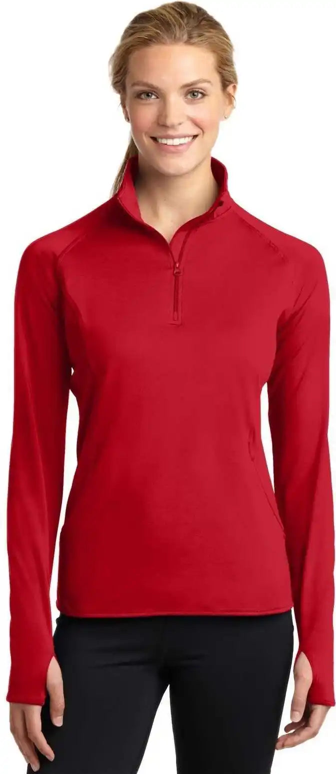 Sport-tek Lst850 Ladies Sport-wick Stretch 1/2-zip Pullover - True Red