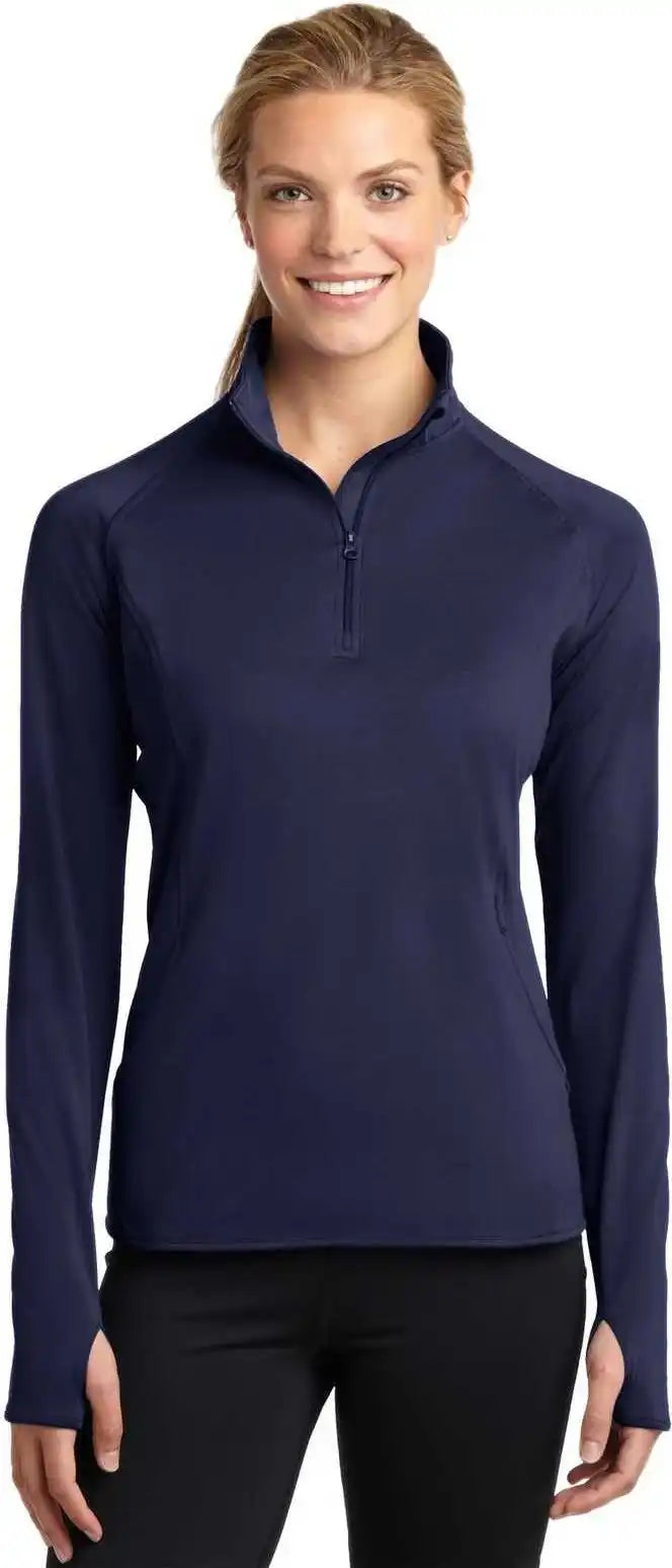 Sport-tek Lst850 Ladies Sport-wick Stretch 1/2-zip Pullover - True Navy
