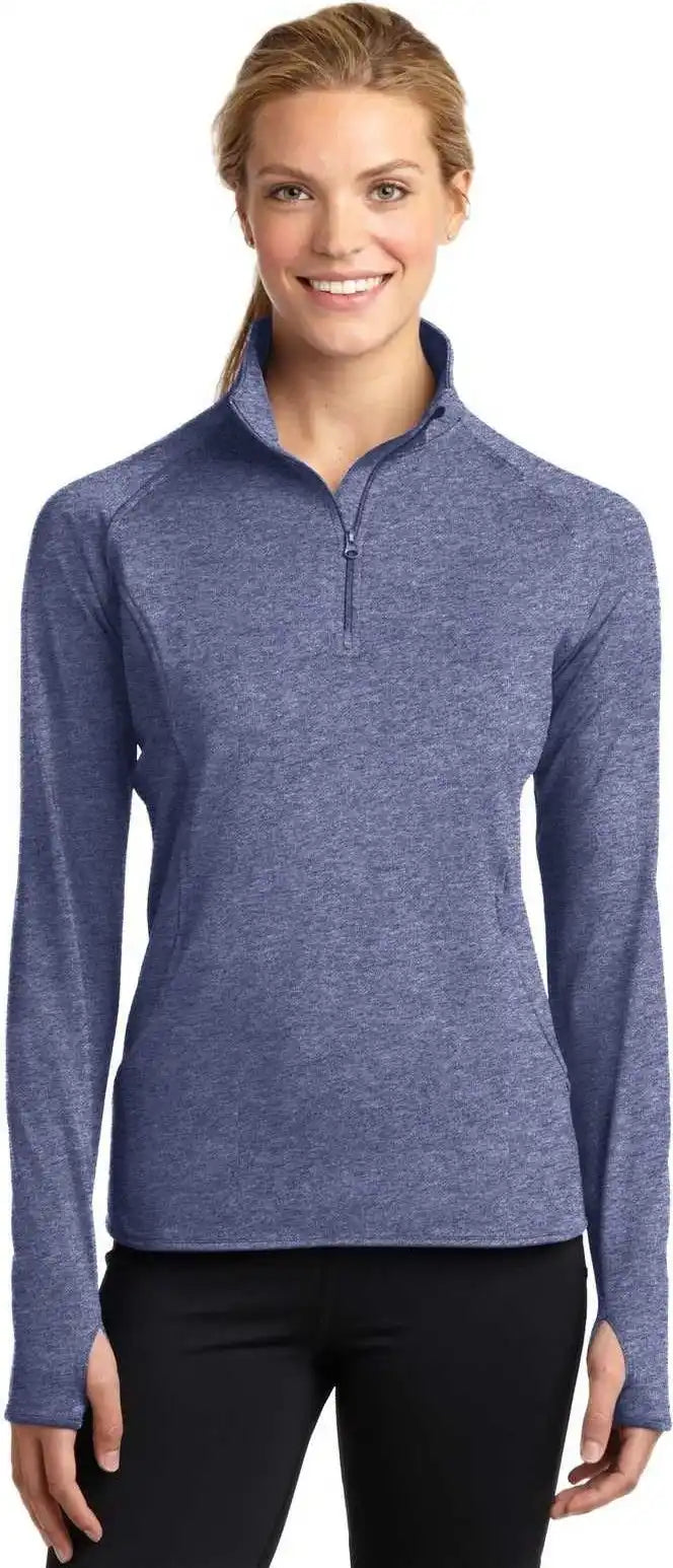 Sport Tek Lst850 Ladies Wick Stretch 1/2 Zip Pullover True Navy Heather