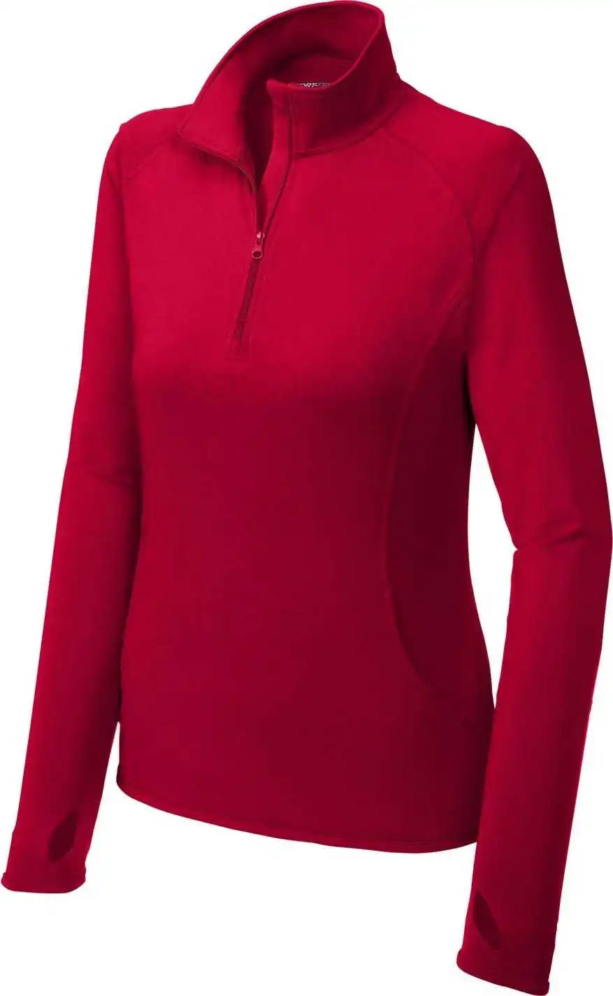 Sport Tek Lst850 Ladies Wick Stretch 1/4 Zip Pullover Deep Red