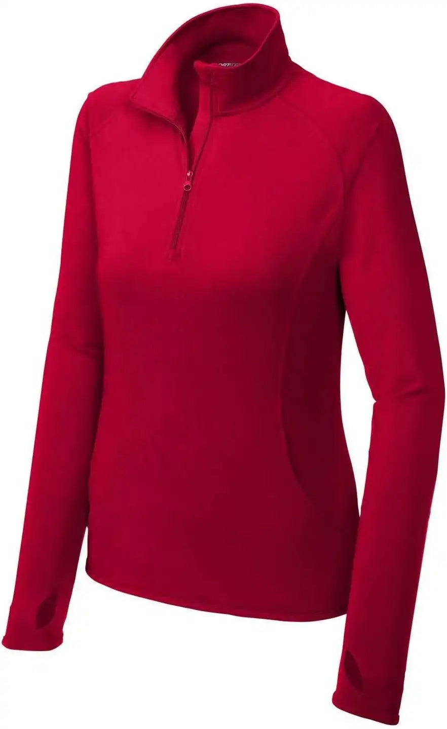 Sport-tek Lst850 Women’s Sport-wick Stretch 1/4-zip Pullover - Deep Red