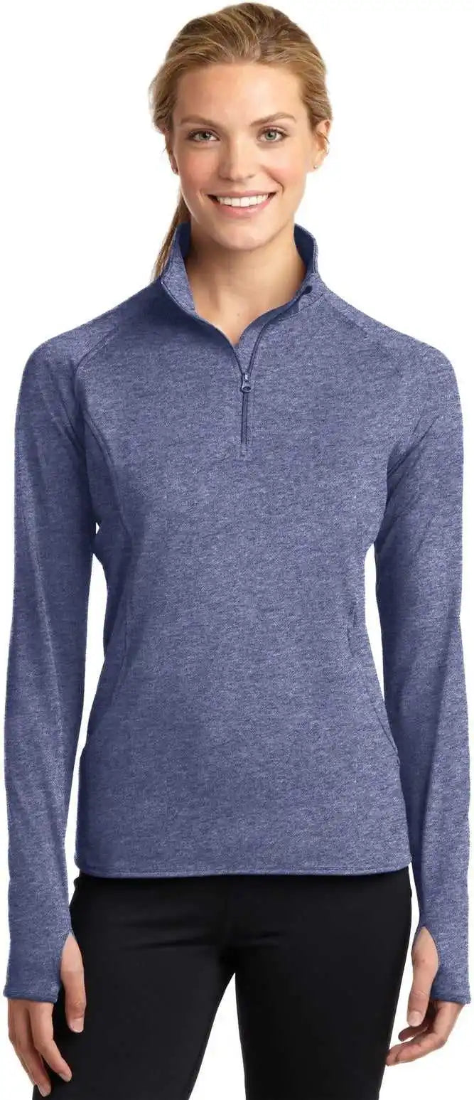 Sport-tek Lst850 Women’s Sport-wick Stretch 1/4-zip Pullover - True Navy Heather