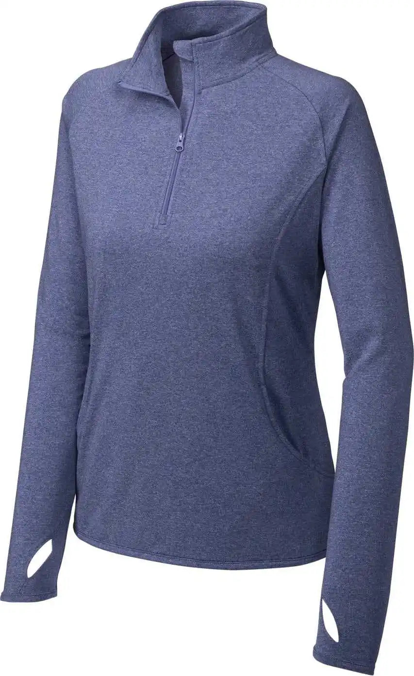 Sport-tek Lst850 Women’s Sport-wick Stretch 1/4-zip Pullover - True Navy Heather