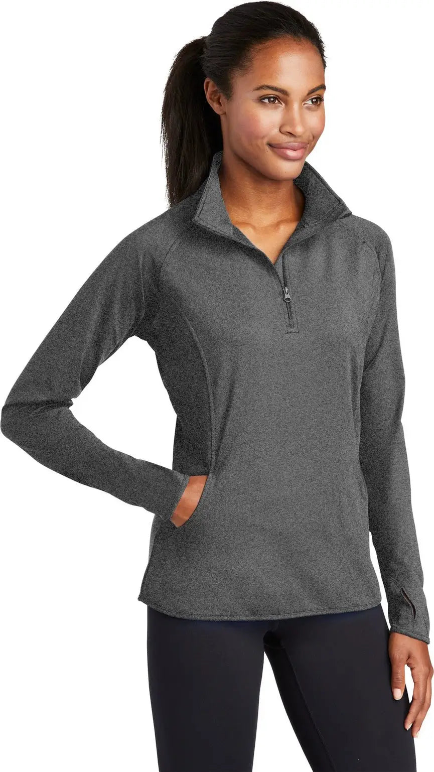 Sport-tek Lst850 Women’s Sport-wick Stretch 1/4-zip Pullover - Charcoal Gray Heather